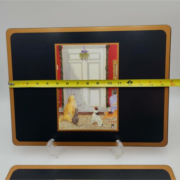 Set Of 4 Pimpernel Placemats Dog and Cat at Christmas Door Ciao Bella Studios - Picture 5 of 16